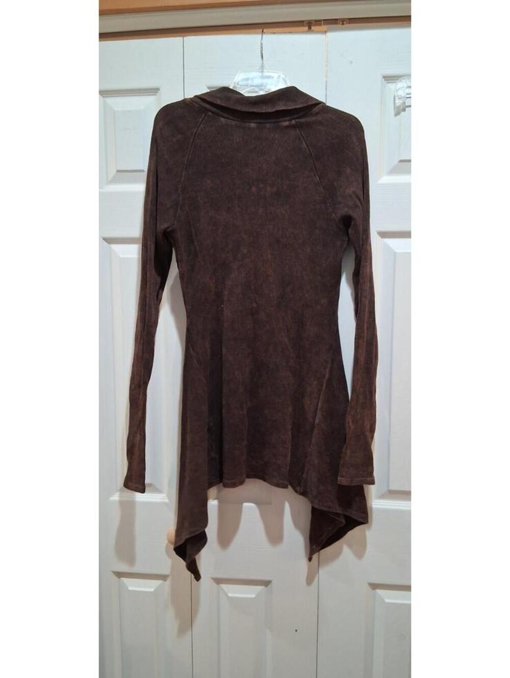 Urban X Mineral Wash Waffle Knit Tunic L Whimsigoth Fairycore Snap Henley Brown - Picture 4 of 4